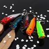 Double Hook Popper Lures 9.5cm 5pcs Topwater Bass Lures Floating Crankbaits for Casting and Trolling