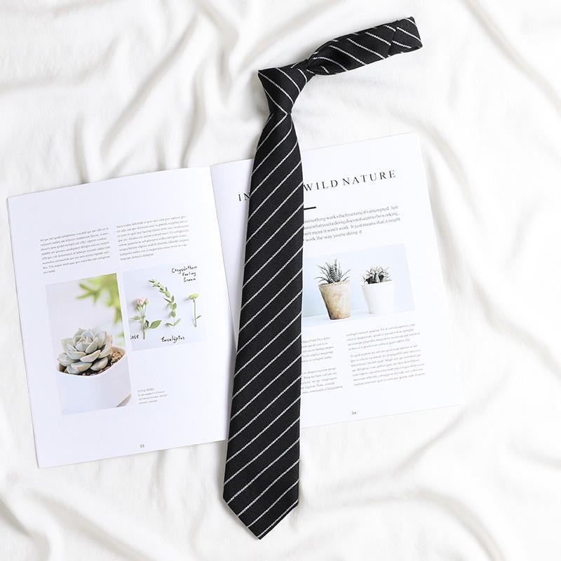 Black Tie Japanese Academy Style No-Iron Shirt with Decorative Bow Tie - Women DK Hand-Knit Grey Stripe for Men