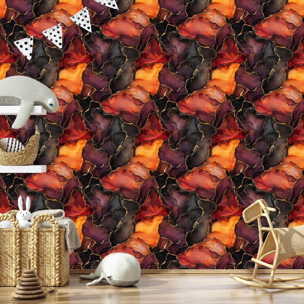 Ink Wallpaper Burgundy, Red and Rust for Living Room and Bedroom 50x1000