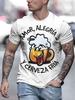 Cartoon Beer Print Men's T-shirt Street Style Men's Urban Fashion Short-sleeved Top Summer Everyday Casual Men's T-shirt