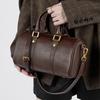 Leather Maillard Retro Handbag Women'S Bag Light Luxury Foreign Style Boston Bag Vegetable Tanned Cowhide Messenger Bag Bag
