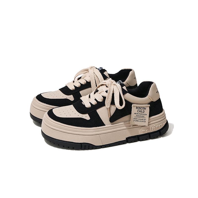 

Leather low-top board shoes women s autumn platform comfortable versatile fashion casual soft baseplate shoes 40 чёрный