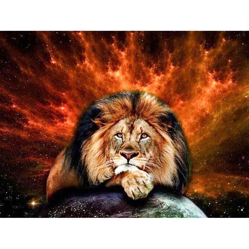 New 5D DIY Animal Diamond Painting Lion Diamond Embroidery Sunset Cross Stitch Full Round Drill Home Decor Manual Gift