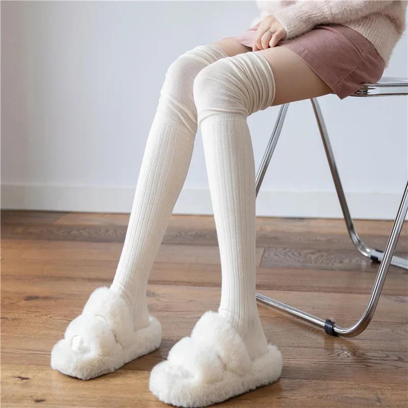 

1/2 пары Женские чулки выше колена Повседневные длинные носки выше колена Лолита Термальные носки в вертикальную полоску Женские трубчатые леггинсы для ног One Size