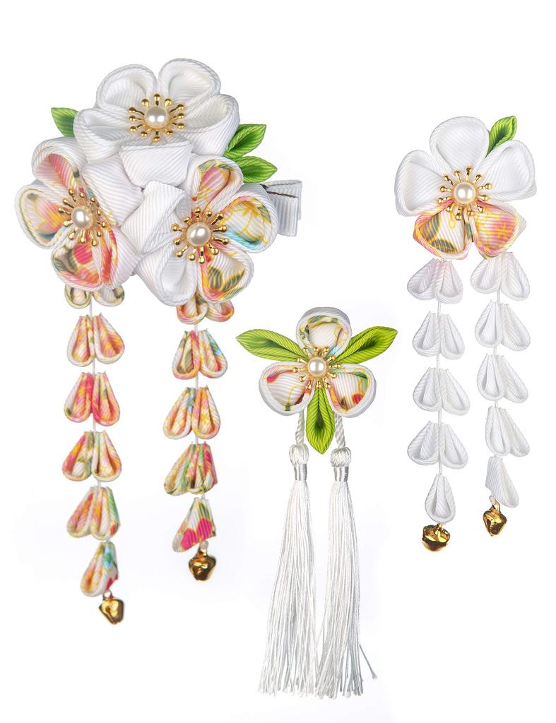 JZOON Hair Ornament Perfect for and Other and Japanese with Flower Design and White 5 and 15 Other Colors Available 3-Piece Set, Coming-of-Age