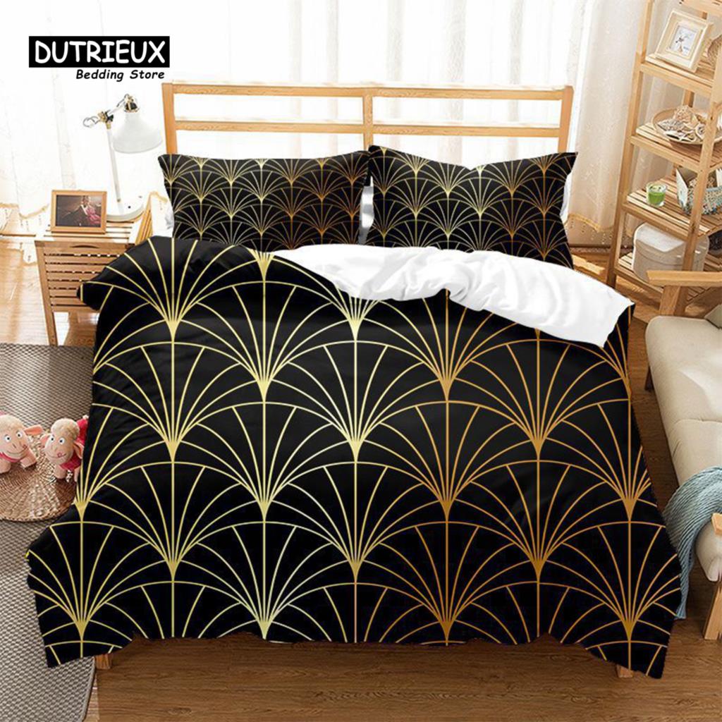 Fish Scales Bedding Set Geometric Pattern Duvet Cover Set Microfiber Comforter Cover Single Double King Queen Size For Kids Teen