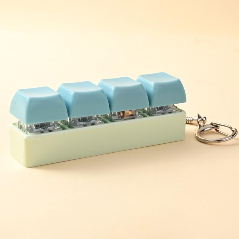 4 Keys Button Keycap Stress Relief Adult Fidget Toy Keychain 4 Keys Keyboard Fidget Gadgets Toys Diy Keyboard Keychain Toys
