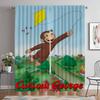 Curious George Curtains for Bedroom Curtains Child Room Shades Window Curtain Partition Halloween Decoration Living Kitchen Home
