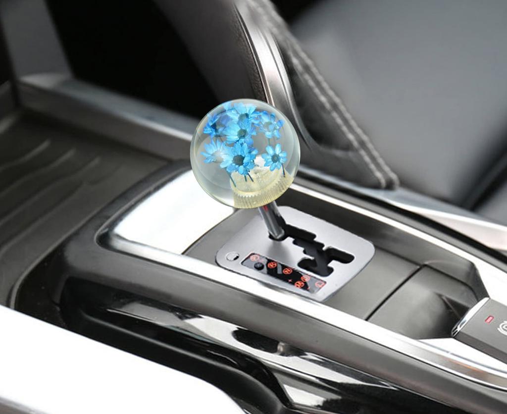 Arenbel Květinový Křišťálová Koule Tvar Páka Řazení Řadička Rukojeť Knoflík Kulatá Řadicí Páka Auta Pasuje na Většinu Vozidel Modrá