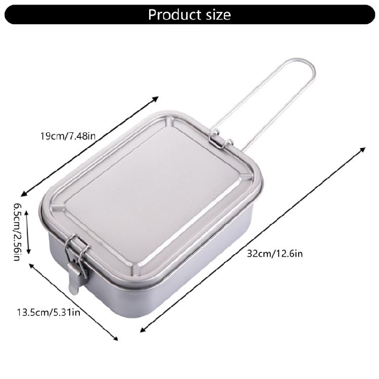 Metal Alloy Camping Bentos Container Portable Bentos Box Rectangle Lunch Box Outdoor Camping Picnic Cookware