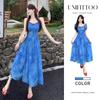 Blue Floral Slip Dress: Light Luxury, High-End Summer Style, Super Beautiful