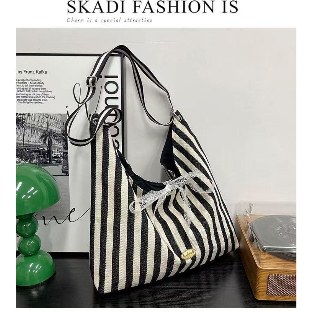 

2025 new trendy large-capacity striped bag women s fashion tote bag women ins college students class handbag women