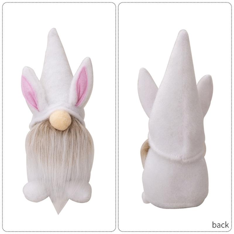 2pcs Easter Gnome Plushes Rabbit Standing Doll Swedish Tomtes Dwarfs Ornaments for Kitchen Tiered Tray Decorations