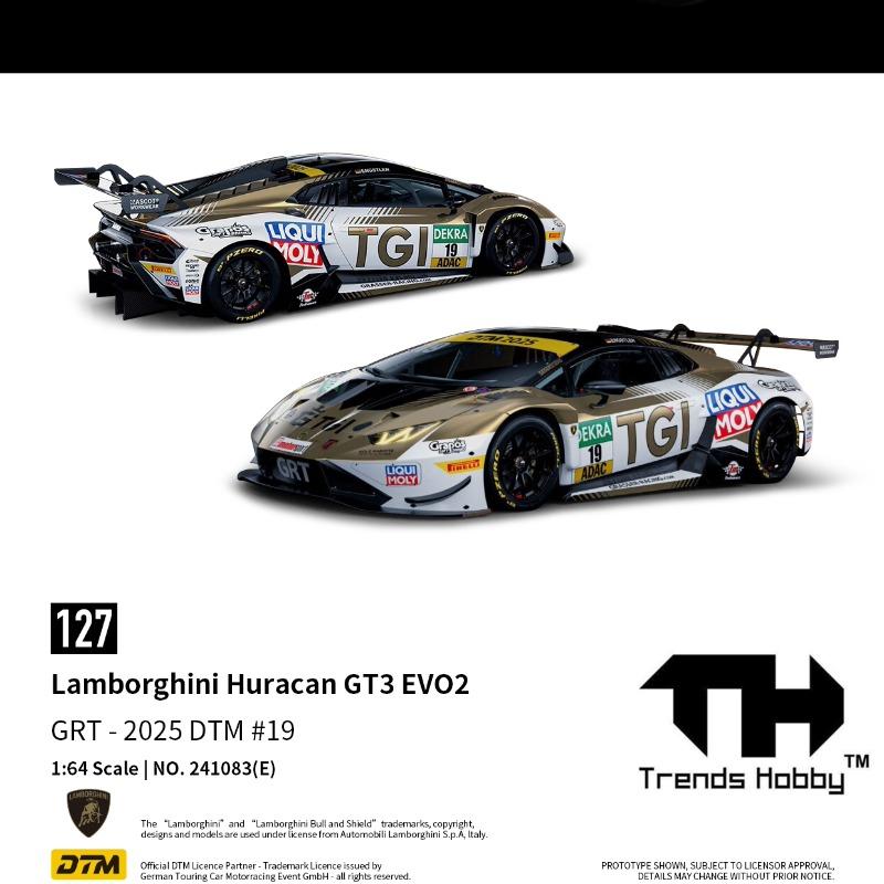 TH 1/64 Lamborghini Hurricane GT3 EVO-DTM Cast Iron Simulation Alloy Car Model, Boys' Gift Toy Collection Decoration Item.
