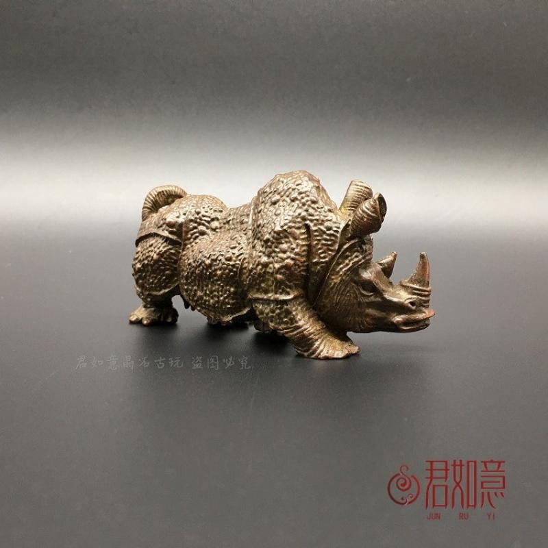 Large Ornament Pure Solid Carved Bull Tea Ceremony Copper Pet Antique Patina Small Rhino Copperware