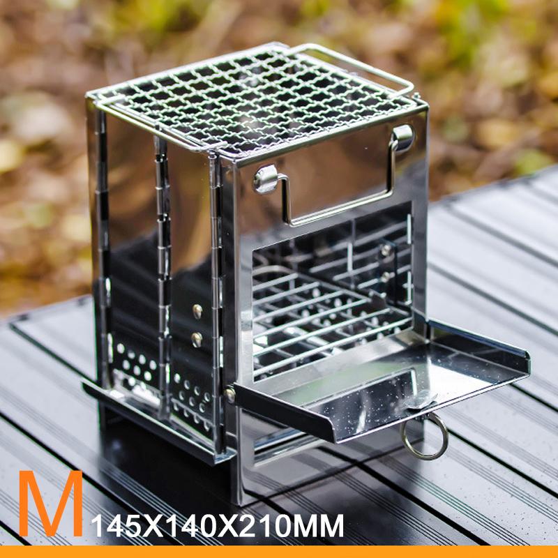 Outdoor Camping Stove Stainless Steel Wood Stove Ultralight Folding Pocket Stove Camp Fishing Hiking Stove Picnic Cooking Oven