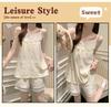 Princess Style Cloud Cotton Pajama Set for Women with Built-in Bra