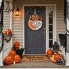 Autumn Gift for Friends Hello Fall Door Hanger, Wooden Pumpkin Welcome Sign with Bow, Wall Hanging Plaque Rustic Wreath Thanksgiving Front Porch