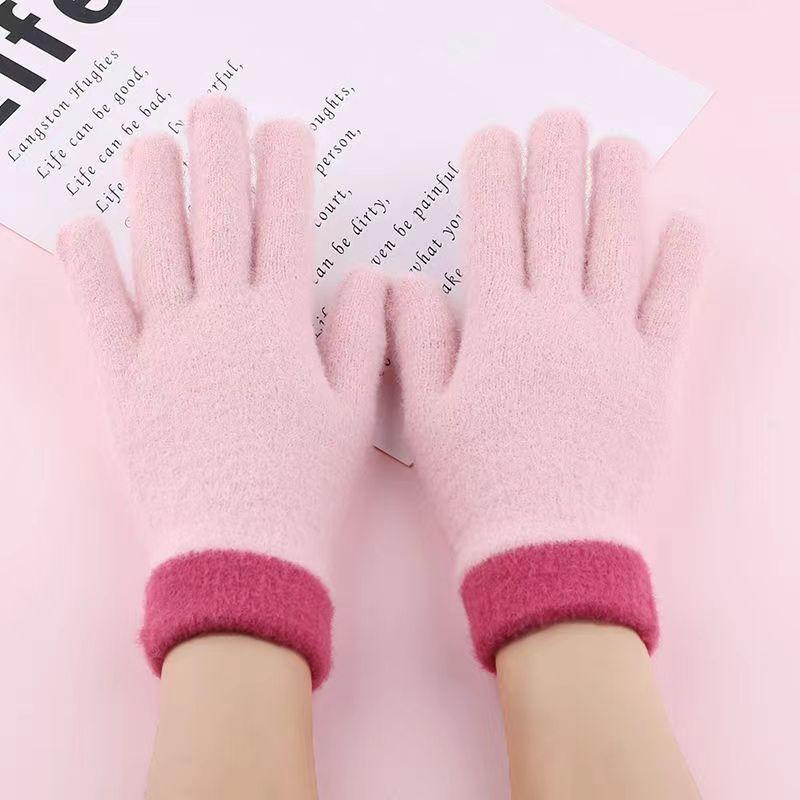 Gloves Winter all-finger warm and cold-proof knitted wool gloves Male and female students outdoor riding knitted gloves
