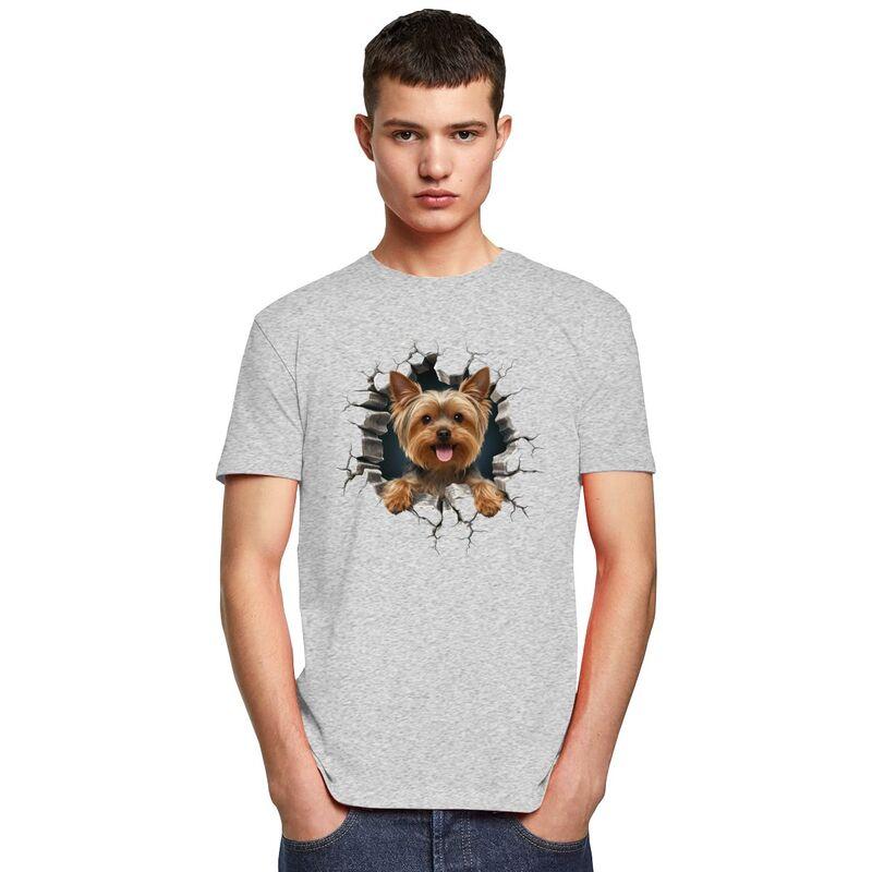 Cool Breaking Through Yorkshire Terrier T Shirt Men Pure Cotton Tshirt Leisure Yokie Dog Lover Tees Fashion Tshirt For Husband