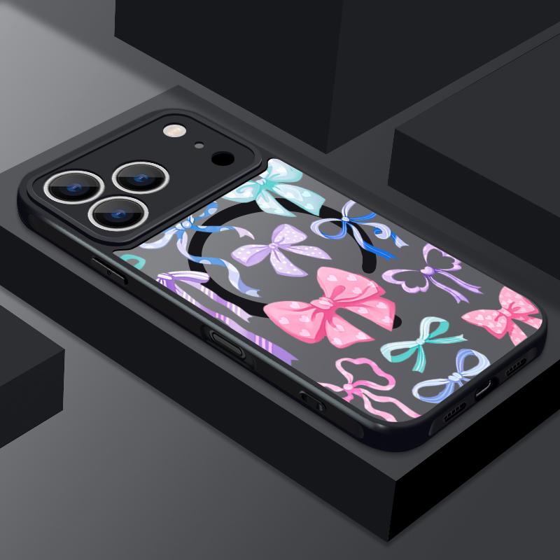 Colorful Bowknots Pattern Case For iPhone 17 Pro Max Funda iPhone 16 15 14 13 Pro Max Rugged Bumper Magnetic For Magsafe Shockproof Cover
