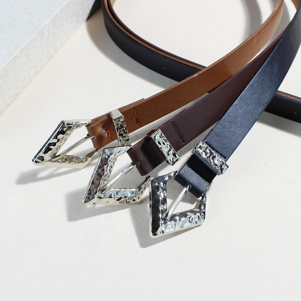 Retro Women'S Belt Simple Trendy Cool Alloy Buckle Belt Women'S Jeans Decorative Belt