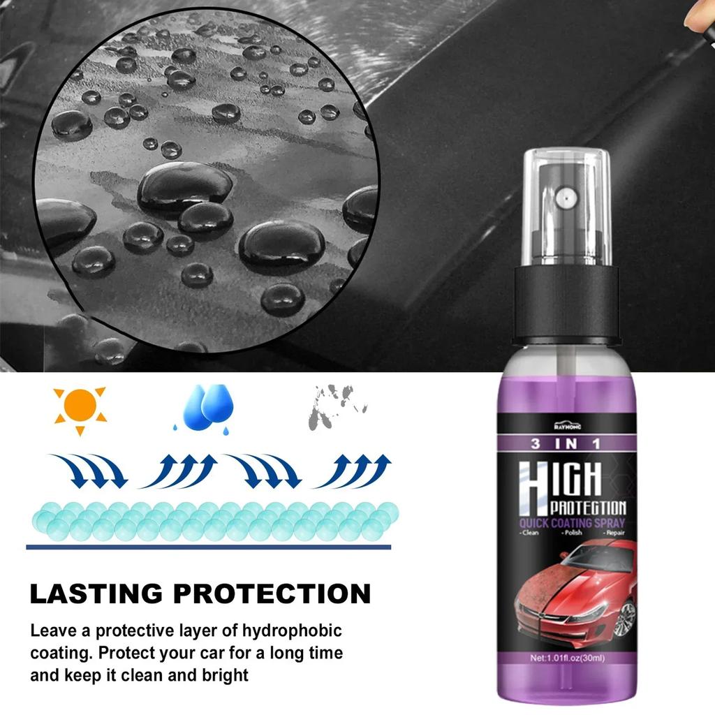 3 In 1 Rapid Ceramic Coating Fortify Motorcycle Wax Polish Spray Hydrophobic Intense Gloss Shine For Glass&Wheels&Paint Sealant