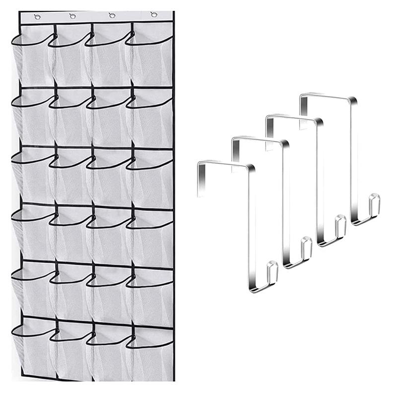 1 шт Настенный органайзер для обуви с 24 дышащими сетчатыми карманами компактная подвесная полка для обуви и аксессуаров белый 960₽