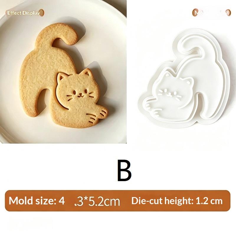 1/5 Stück Hängende Tasse Katzenkeksform Cartoon-Tier 3D-Keksausstecher Fondant-Backform