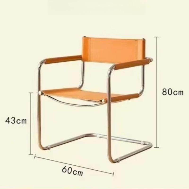 Stainless Steel Dining Chairs Modern Simple Restaurant Chair Living Room Portable Leather Armchair Home Decoration Furniture