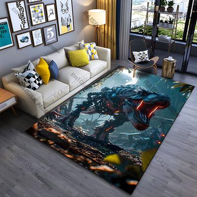 Futuristic Robotic Dinosaur Jungle Carpet Yoga Living Room Room Decor Children's Crawling Mat Doormat Area Rug Games Mat