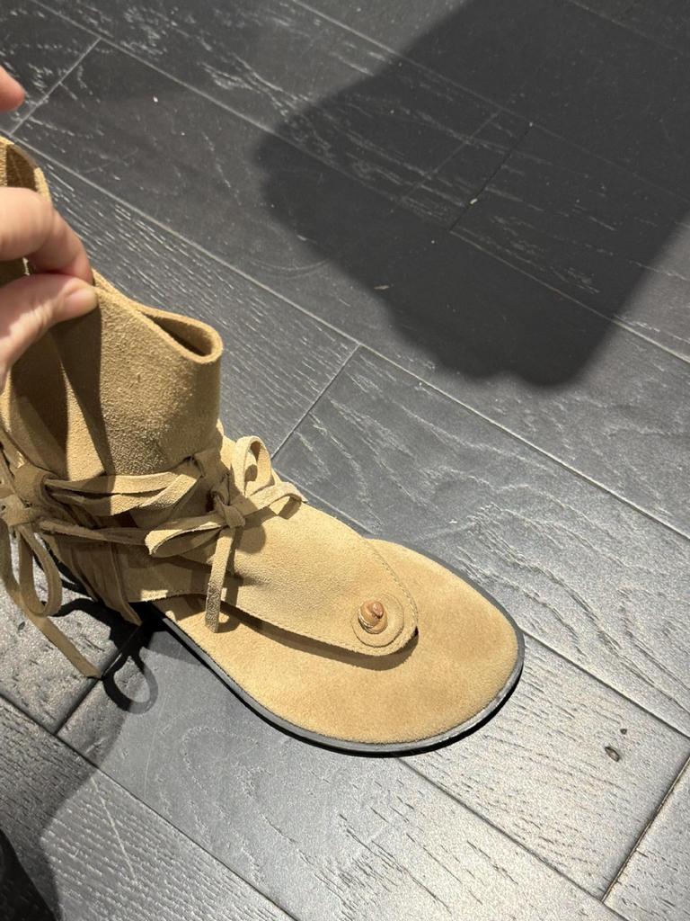 Summer 2025 New Toe Cool Boots Versatile Open-toe Western Boots Low Heel Straps Roman Shoes Herringbone Sandals Women