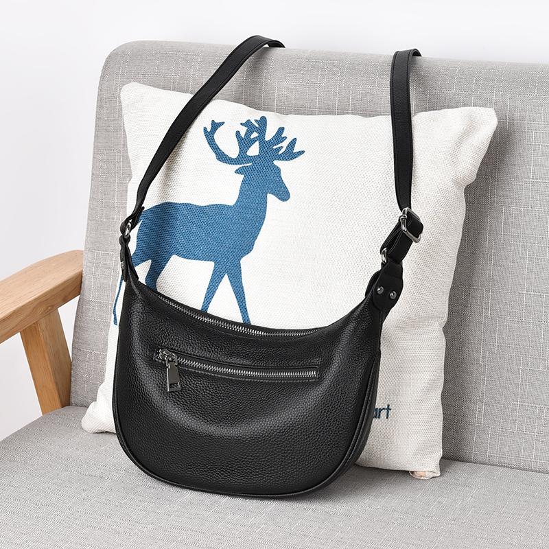 French Style Genuine Leather Hobo Bag Luxury Top Layer Cowhide Shoulder Crossbody Bag for Women