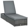 PE Rattan Sun Lounger, Five-level Adjustable Recliner Bed Chair with Soft Padded Cushion for Patio, Garden, Mixed Grey