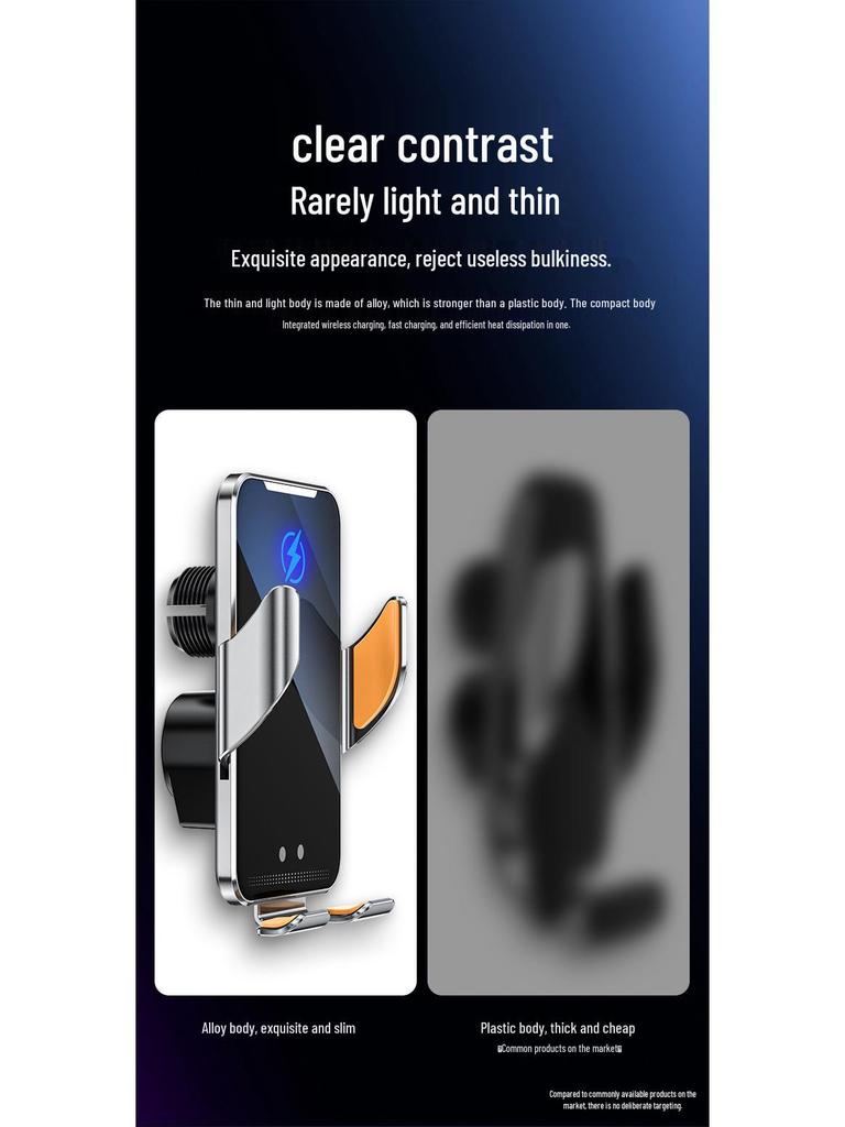 Wireless Charging Car Mount with Auto-Clamp for Mobile Phones