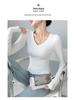 Spicy Girl Slim-Fit V-Neck Long-Sleeve Women's T-Shirt: Versatile, Solid Color, Ideal for Spring, Autumn, Winter.