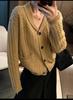 2025 Women's Casual Lapel Button Knit Cardigan: Autumn/Winter Solid Color Sweater