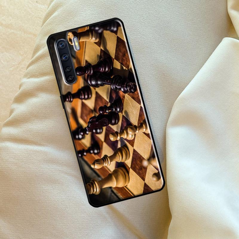 Chess Board Dark Horse For OPPO A79 A38 A58 A78 A98 A54 A74 A94 A16 A76 A96 A5 A9 A52 A72 A15 A17 A57 A53S Case