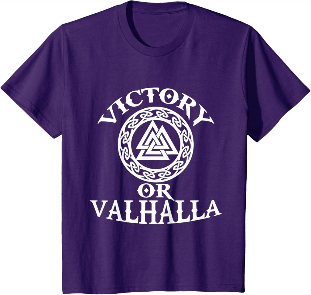 Victory Or Valhalla Nordic warriors pattern design 100 cotton summer Oneck short sleeve casual printed mens Tshirt