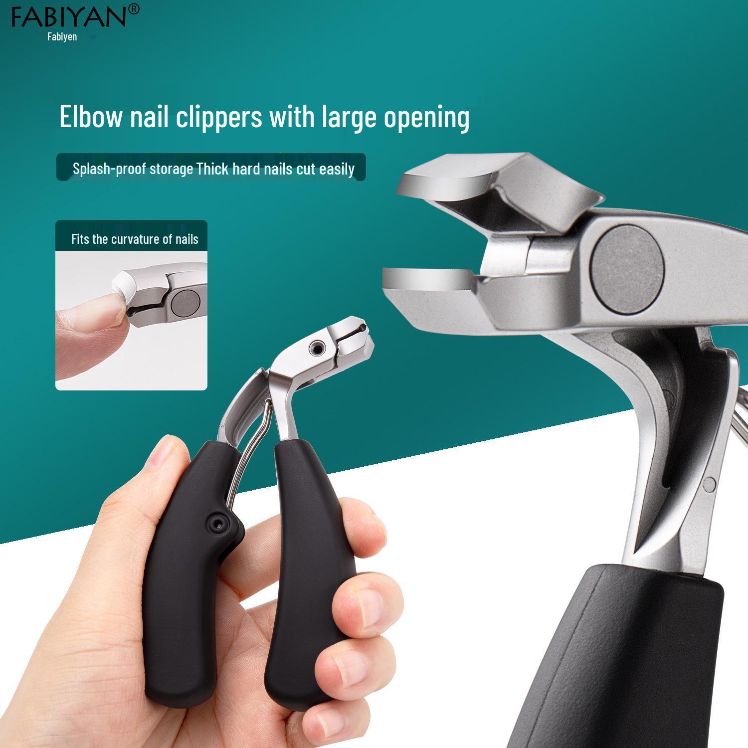 

Large Anti-Splash Bent Head Nail Clippers with Storage & Secondary Sharpening