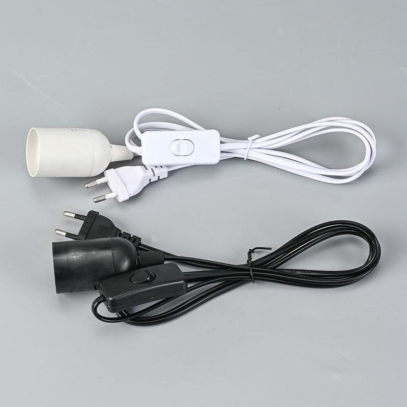 EU-Standard E27 Lampenfassung mit 303 Schalter und zweipoligem Rundstecker-Kabel