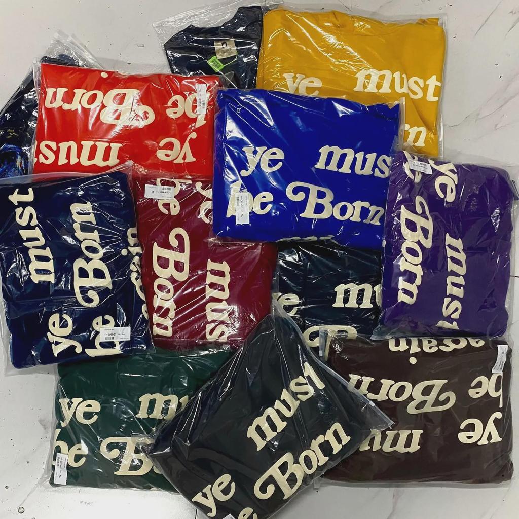 Kanye Style 'Ye Must Be Born Again' Foam Letter Velvet Hoodie