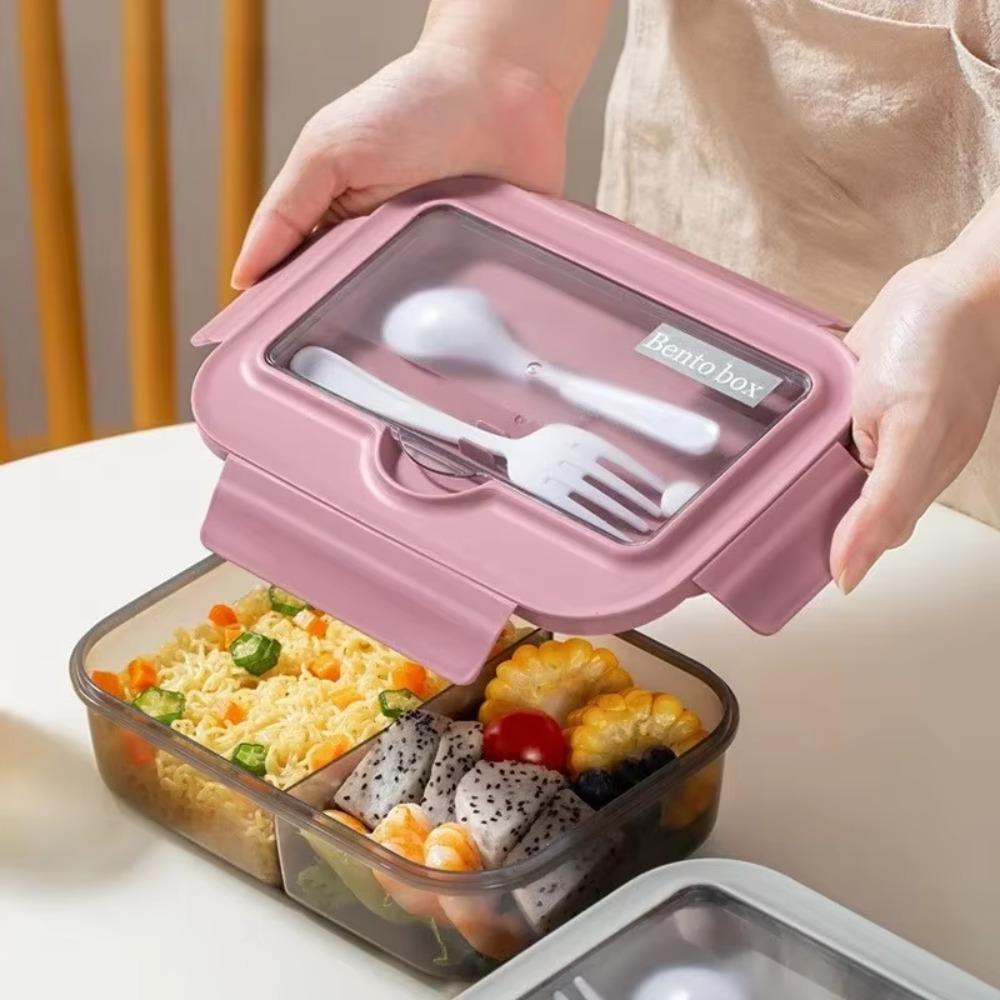 Microwave Heating Lunch Container with Spoon and Fork Food Container Nordic Style Lunch Box  Worker