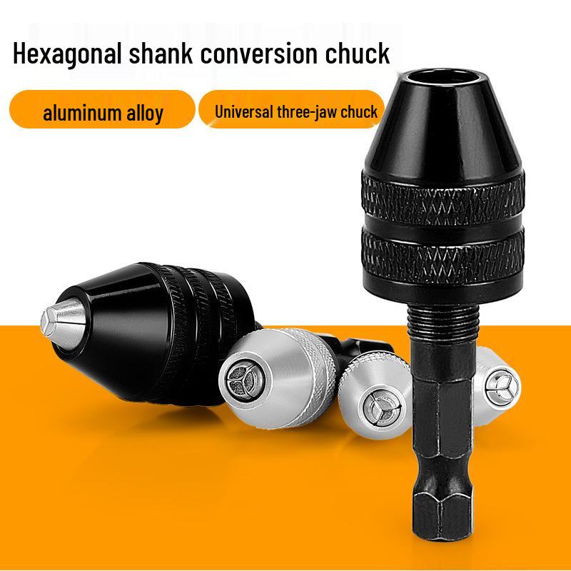 Hex Shank Drill Bit with Three-Jaw Chuck & Round Shank Extension for Electric Drill Grinder.