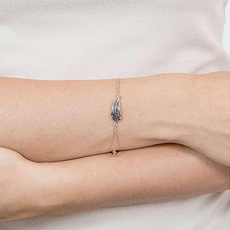 Swarovski Remix Collection Feather Strand Black Feather Imitation Crystal Bracelet Women Bracelet Rose-Gold 5495340