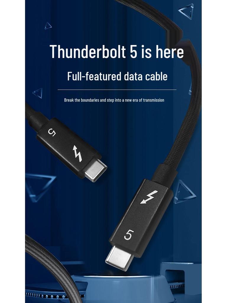Thunderbolt 5 Type-C Cable: 80Gbps, 16K Display, 240W Charging, Thunderbolt 4 Compatible.