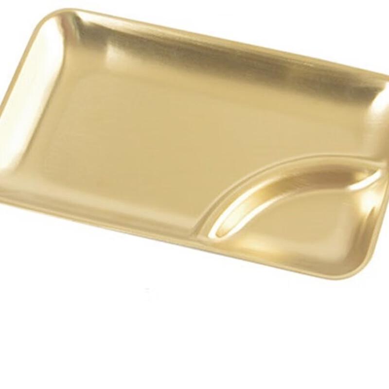 Rongguang Korean Style Gold Stainless Steel Divided Snack Plate
