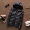 Weiße Daunenjacke Herbst und Winter Neu Leicht und Dünn Kapuze Damen Kurz Große Größe Schlank Damenmantel Kilo