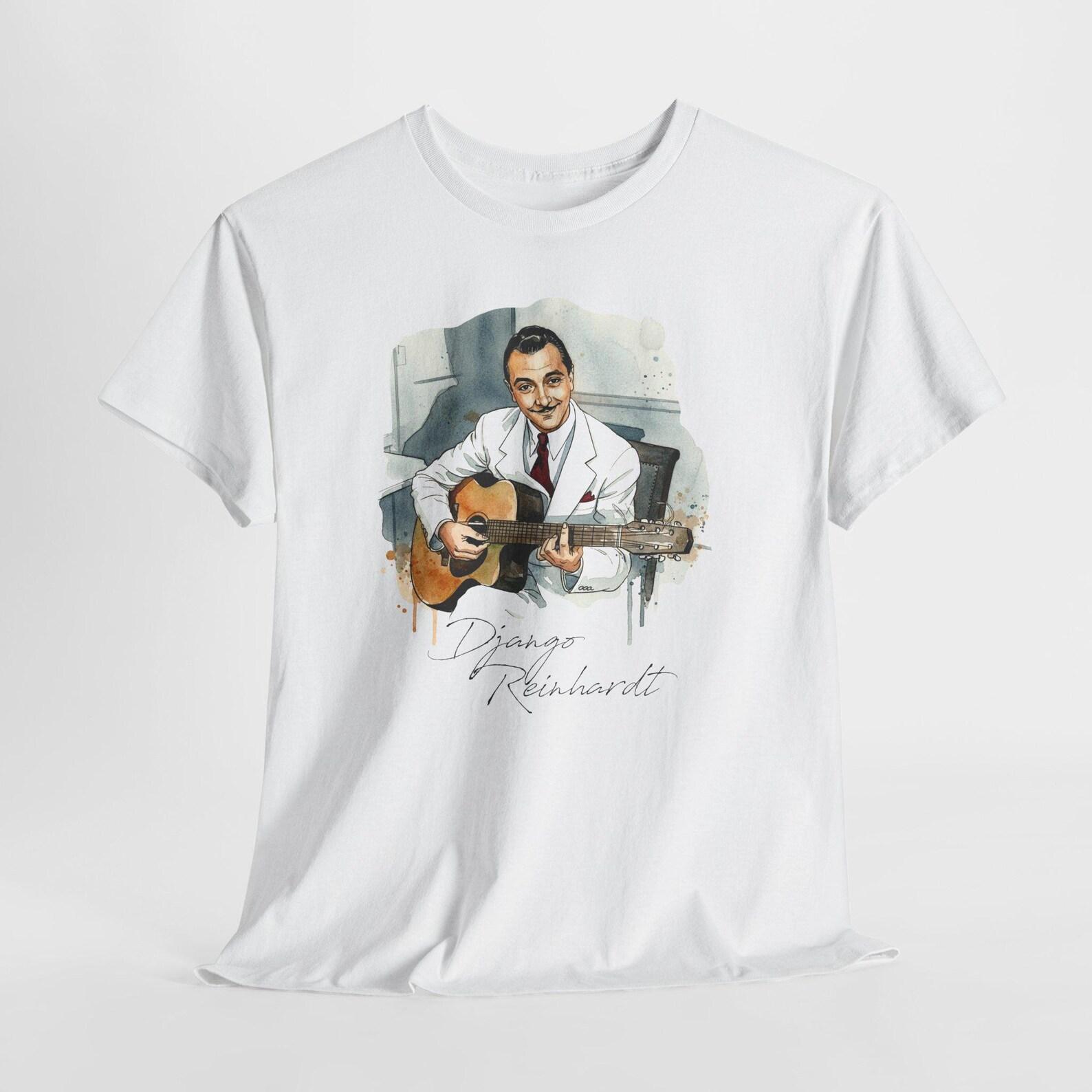 Vintage Guitarist Django Reinhardt T-Shirt | Acoustic Music Tee, Retro Musician Art S