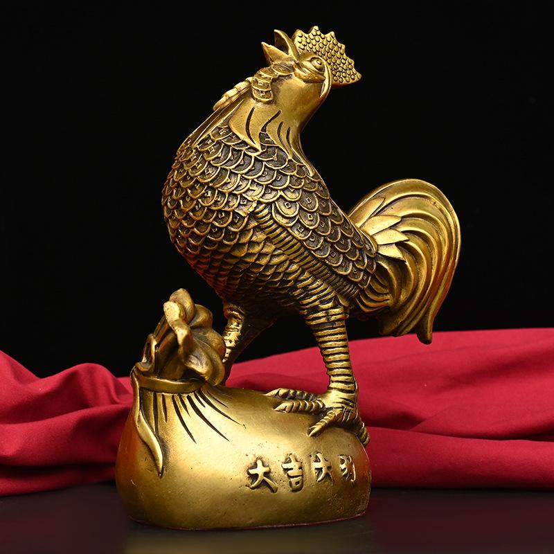 Brass Exquisite Lucky Rooster Golden Rooster Fortune Rooster Twelve Zodiac Home Decoration Craft Ornament